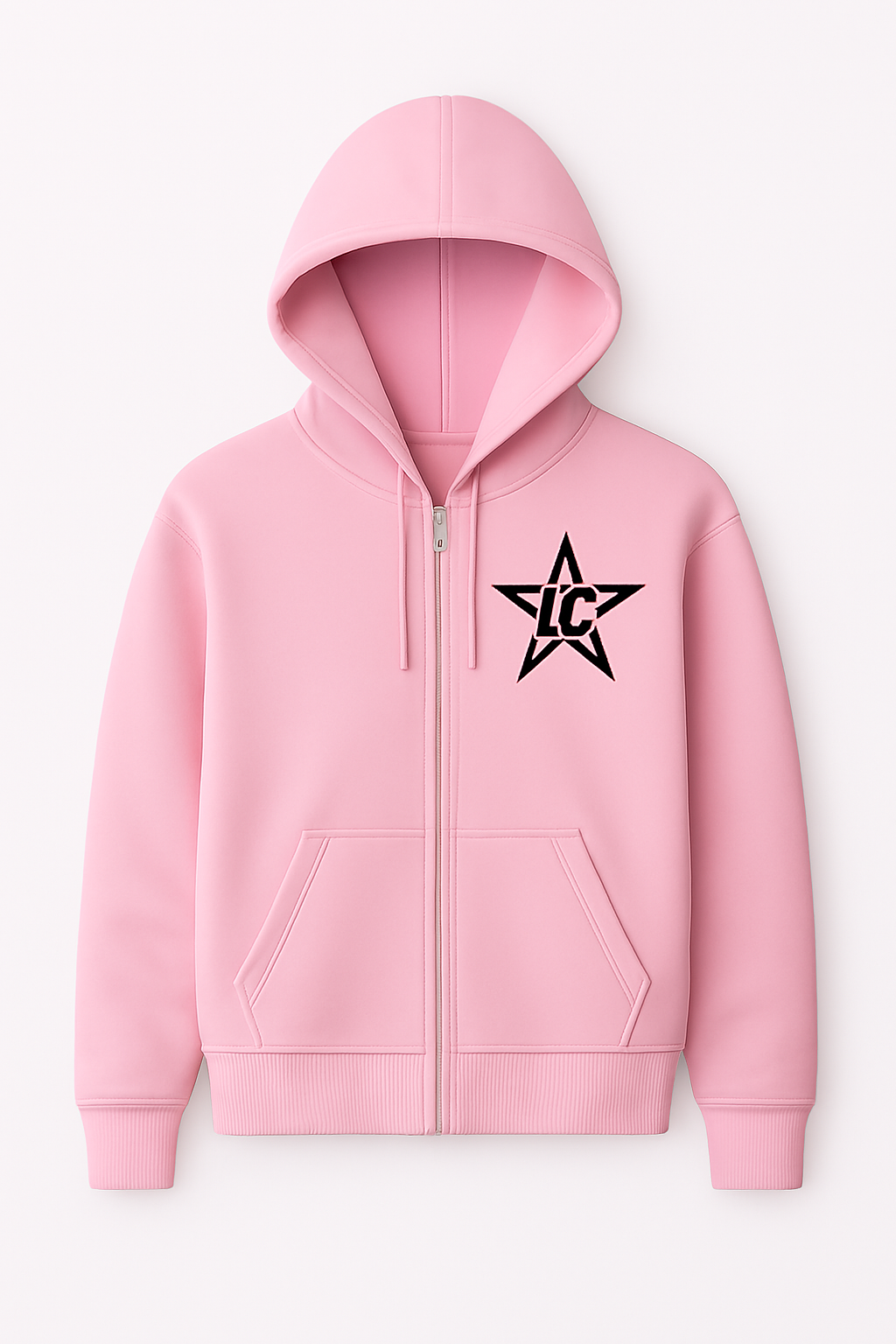 Pink Plain Hoodie - Zipped